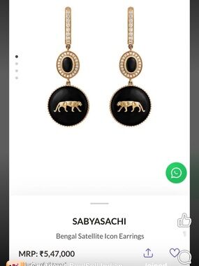 Sabyasachi Black and Gold Bengal Medallion Drop Earrings